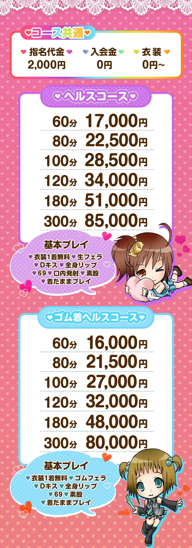 萌えちゃんねる新宿の料金表